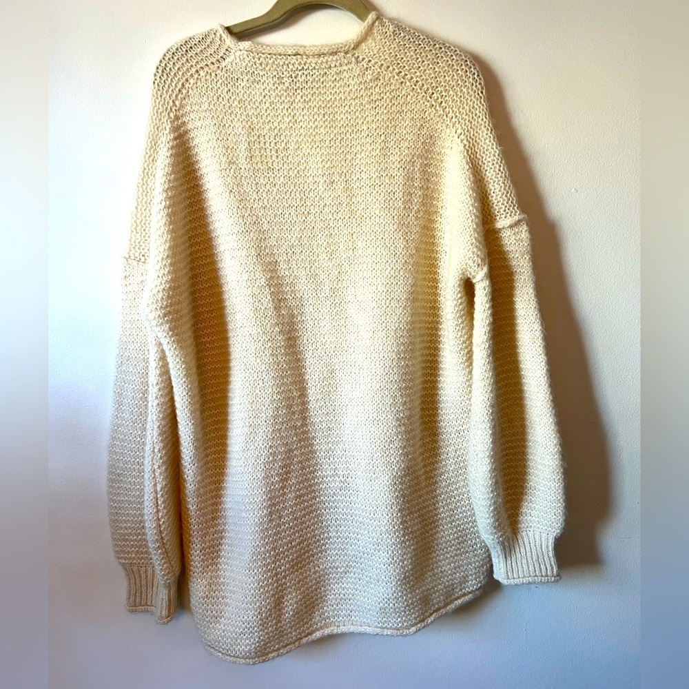 Free People Ivory All Mine Cotton Alpaca V-Neck Sweater - Picture 3 of 7